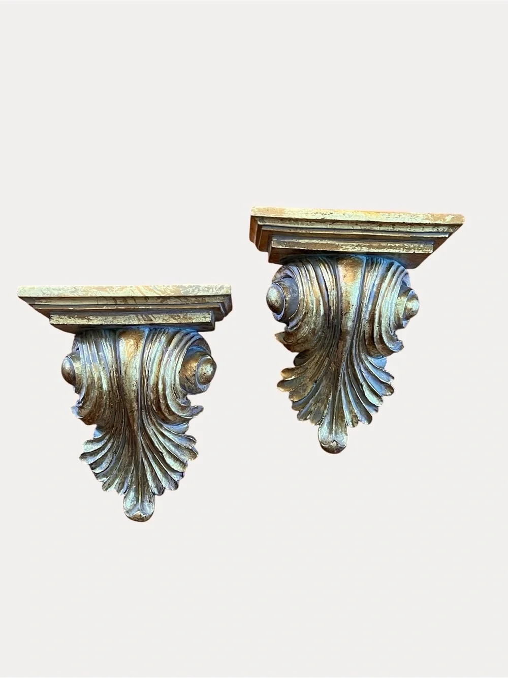 Vintage Gold Accent Wall Corbels - Wall Sconces Ornate Vintage Decorative Pair